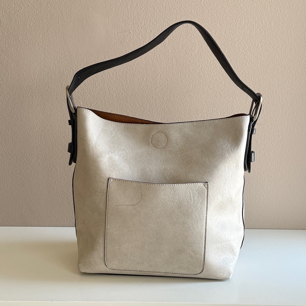 Joy Brand Leather Cream Shoulder Hobo Bag